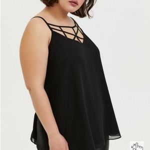 Torrid lattice neck swing cami -black